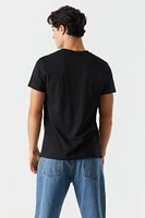 Half Striped Print Contrast Pocket T-Shirt