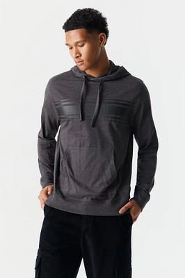 Faux-Leather Stripe Active Hoodie