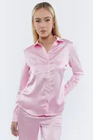 Satin Button-Up Shirt