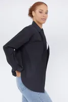 Oversized Button-Up Poplin Shirt