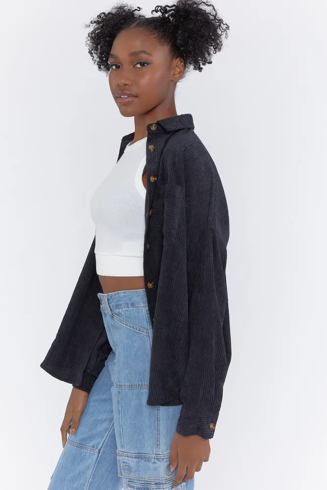 Oversized Button-Up Corduroy Top