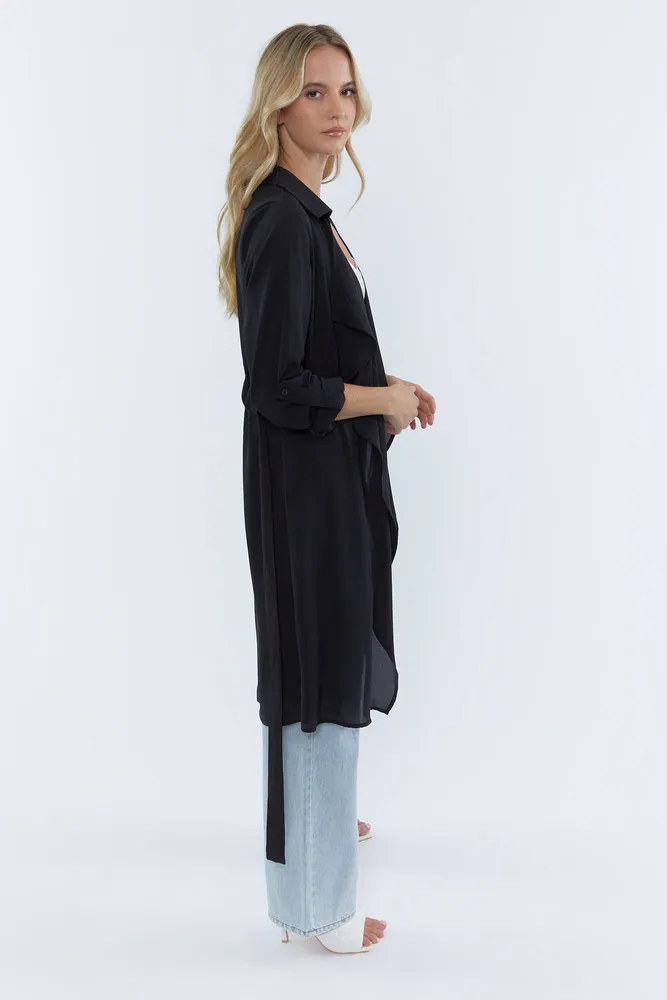 Roll-Up Sleeve Trench Coat