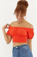 Off Shoulder Smocked Peasant Top