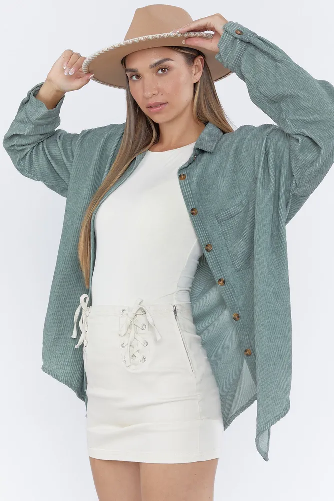 Button-Up Corduroy Top