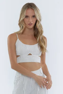 Striped Cut-Out Cropped Top