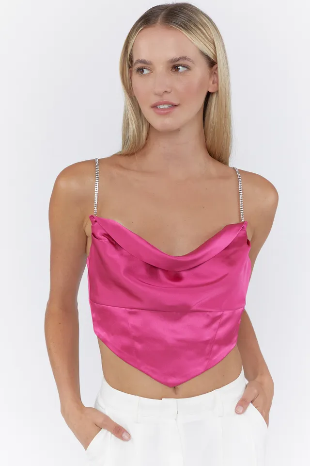 Satin Bustier Rhinestone Strap Top – Urban Planet