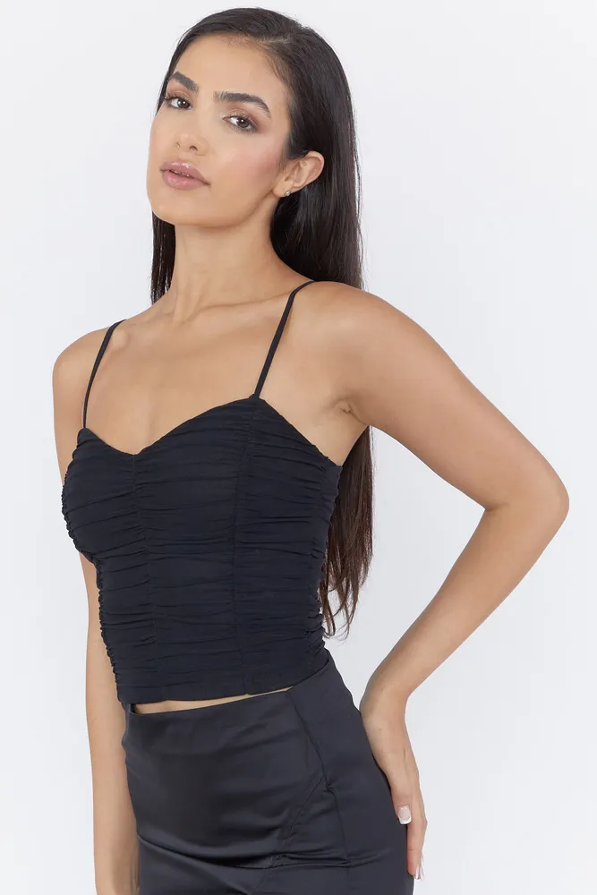 Ruched Mesh Skimmer Cami