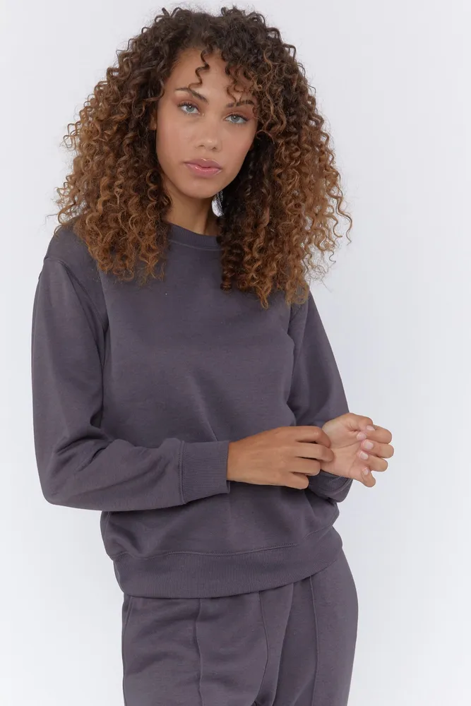 Dark Basic Fleece Crew Neck Sweatshirt