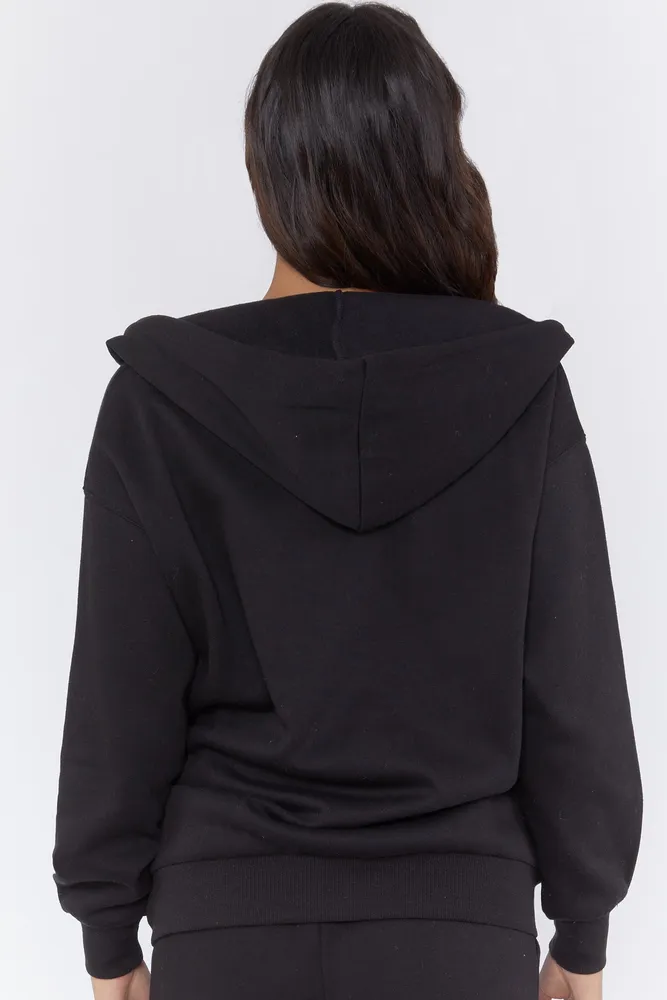 Fleece Longline Zip-Up Hoodie