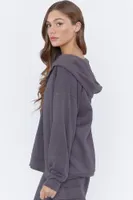 Dark Oversized Zip-Up Fleece Hoodie