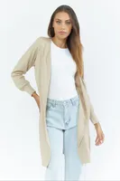 Ribbed Long Sleeve Longline Cardigan