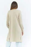 Ribbed Long Sleeve Longline Cardigan