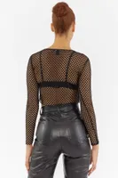 Fishnet Long Sleeve Cropped Top