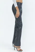 Faux Leather Leg Slit Pant