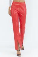 Faux Leather Leg Slit Pant