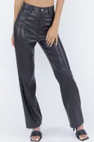 Faux-Leather High Rise Wide Leg Pant