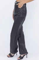 Faux-Leather High Rise Wide Leg Pant