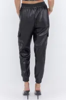 Faux Leather Drawstring Cargo Jogger