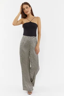 Zebra Print Wide Leg Pant