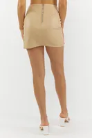 Faux-Leather Leg Slit Mini Skirt