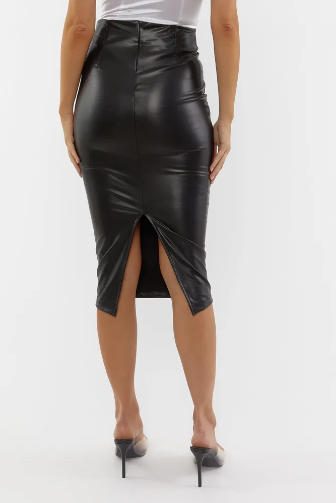Sirens Faux Leather Low Rise Mini Skort