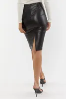 Faux Leather Mid Length Skirt