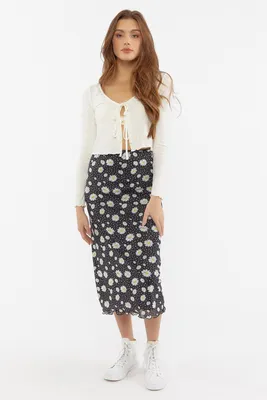 Mesh Lettuce Hem Midi Skirt