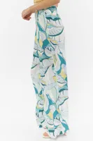 Print Linen Wide Leg Pant