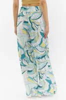 Print Linen Wide Leg Pant