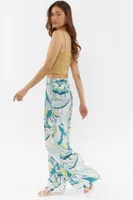 Print Linen Wide Leg Pant