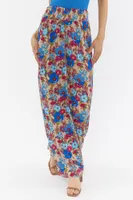 Floral Print Linen Wide Leg Pant