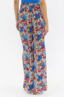 Floral Print Linen Wide Leg Pant