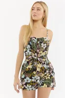 Floral Print Front Tie Mini Romper