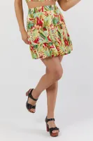 Tropical Print Tiered Mini Skirt