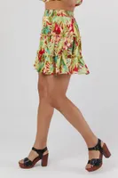 Tropical Print Tiered Mini Skirt