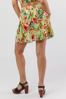 Tropical Print Tiered Mini Skirt