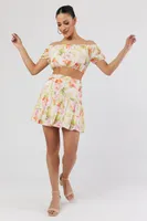 Floral Print Tiered Mini Skirt