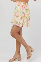 Floral Print Tiered Mini Skirt