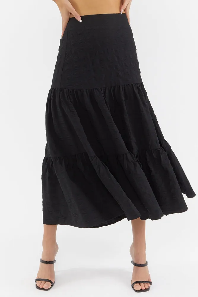 Tiered Crinkle Maxi Skirt