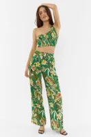 Linen Floral Print Palazzo Pant