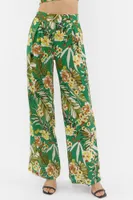 Linen Floral Print Palazzo Pant