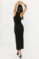 Ribbed Leg Slit Bodycon Maxi Dress