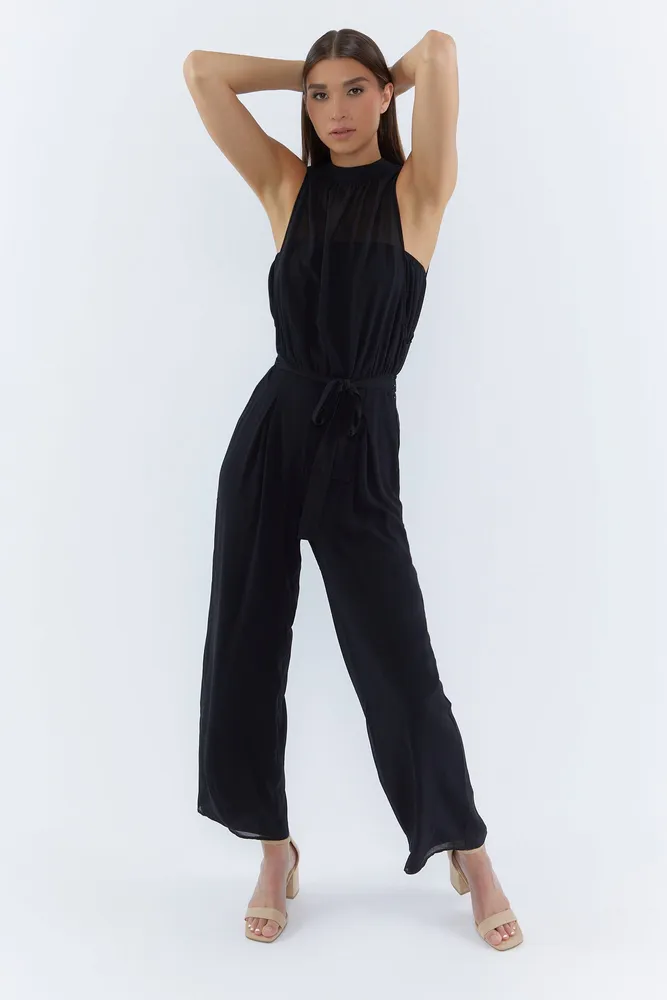 Sirens High Neck Chiffon Jumpsuit