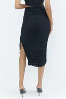 Ruched Leg Slit Maxi Skirt