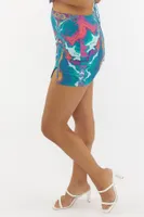 Paint Drip Print Slit Mini Skirt