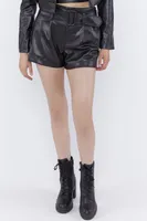 Faux-Leather Belted Short