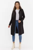 Faux-Suede Belted Longline Trench Coat