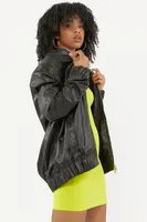 Faux Leather Bomber Jacket