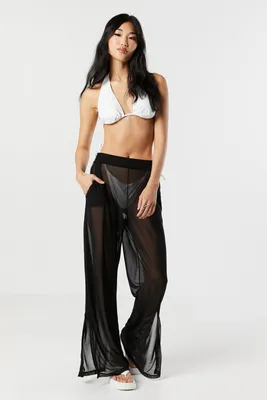 Mesh Cover-Up Wide Leg Pant