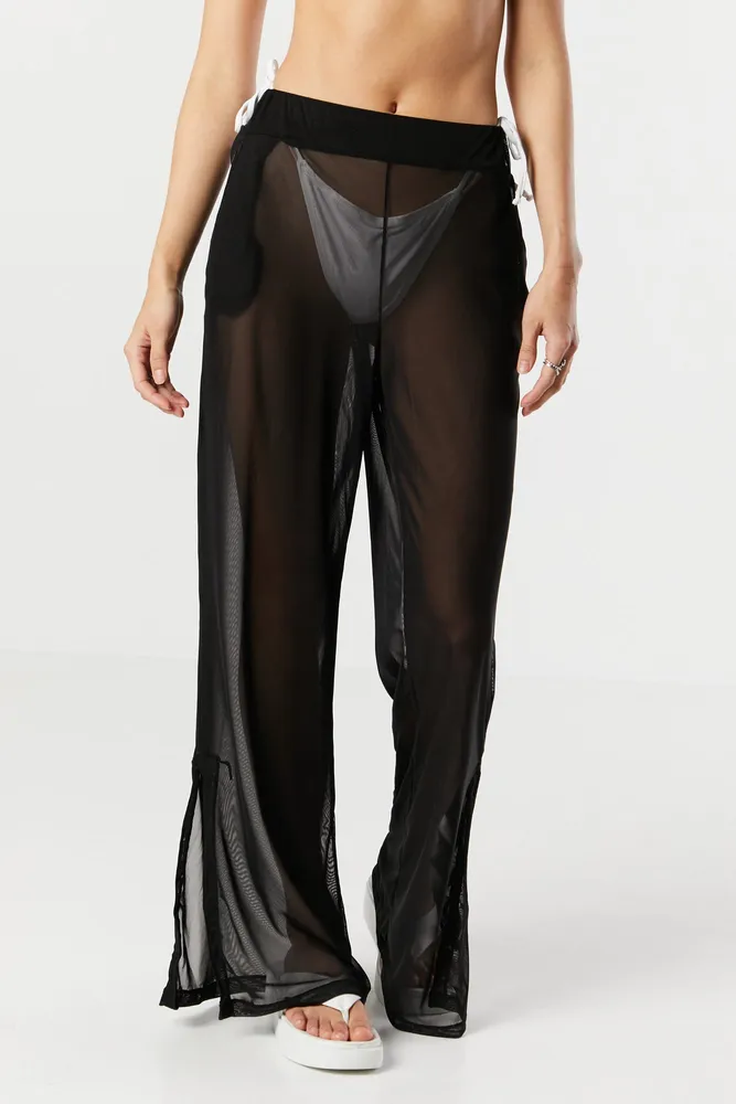 Mesh Cover-Up Wide Leg Pant